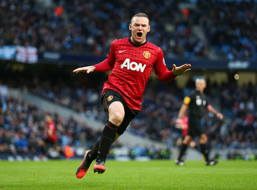 WayneRooney i aktion på fodboldbanen.