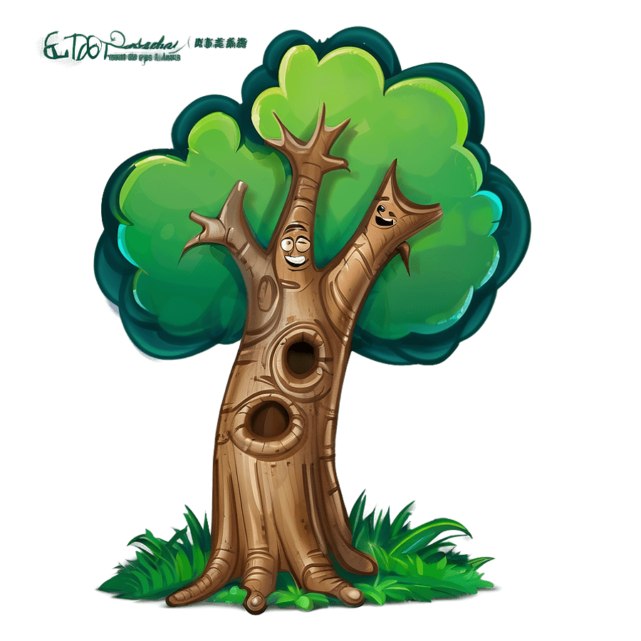 Cartoon Tree with Faces PNG 33