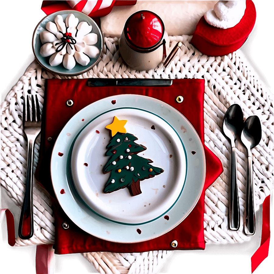 Elegant Christmas Aesthetic Table Setting PNG 06232024