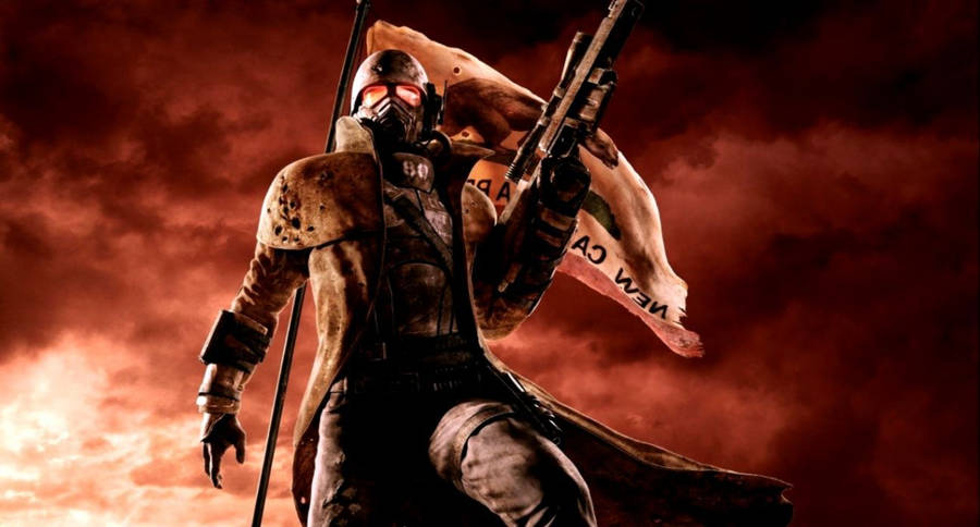 Download Fallout New Vegas Courier Red Sky Wallpaper | Wallpapers.com