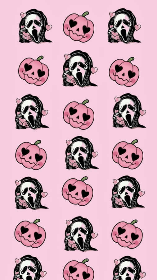 Niedliches Gruseliges Muster Rosa Hintergrund
