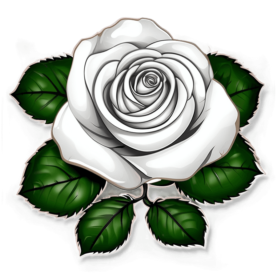 White Rose with Leaves PNG jgg