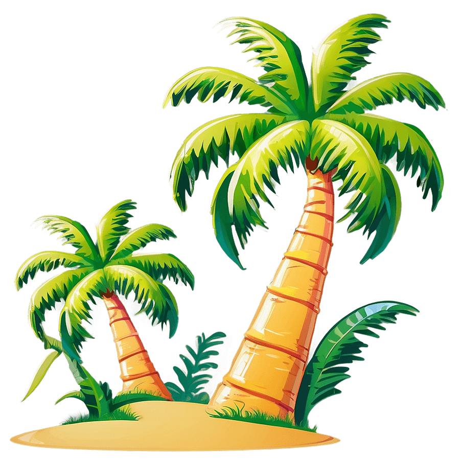 Cartoon Palm Tree Vacation PNG uxc