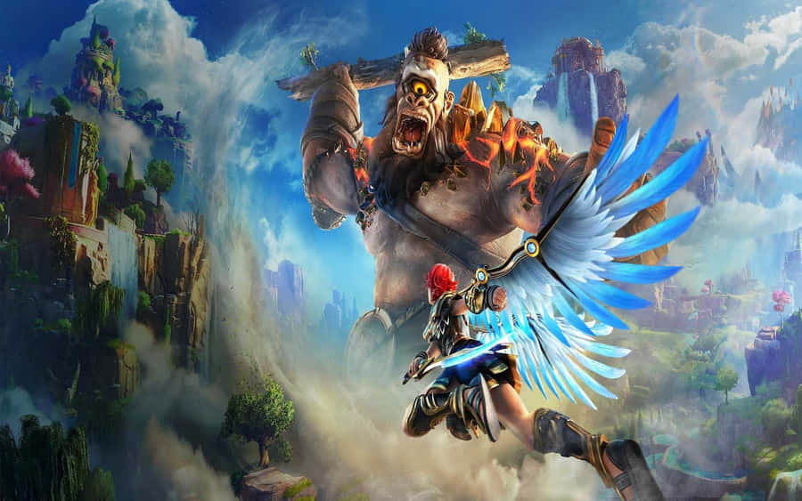 endrage, der flyver over et bjerg