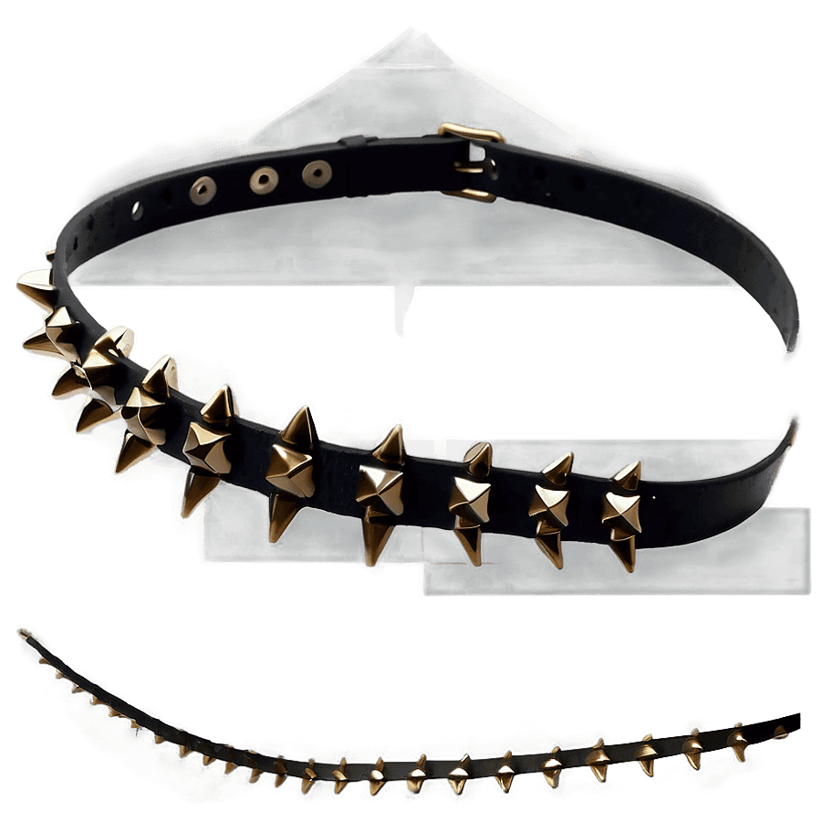 Leather Spiked Choker Design PNG 84
