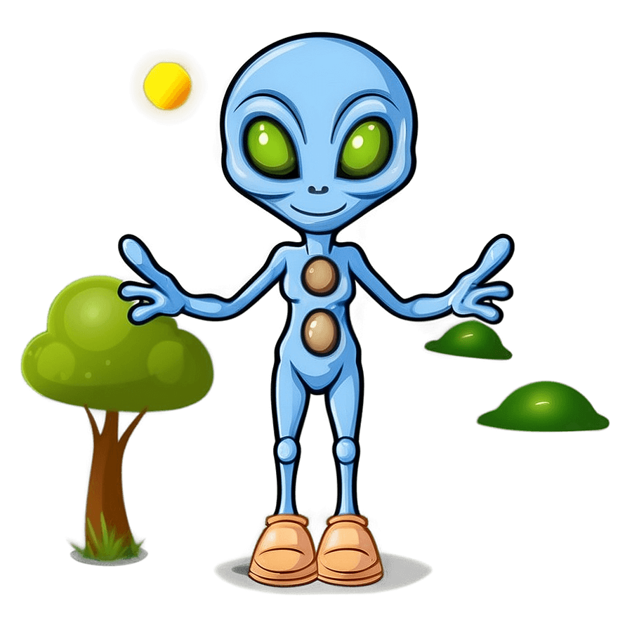 Cartoon Alien on Adventure PNG 06292024