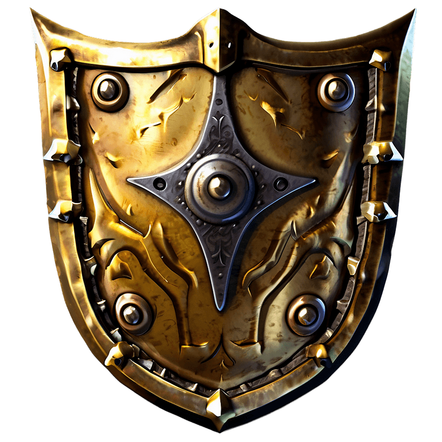 Fortified Gold Shield PNG 74