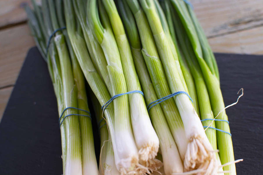 Faisceau frais d'oignons verts