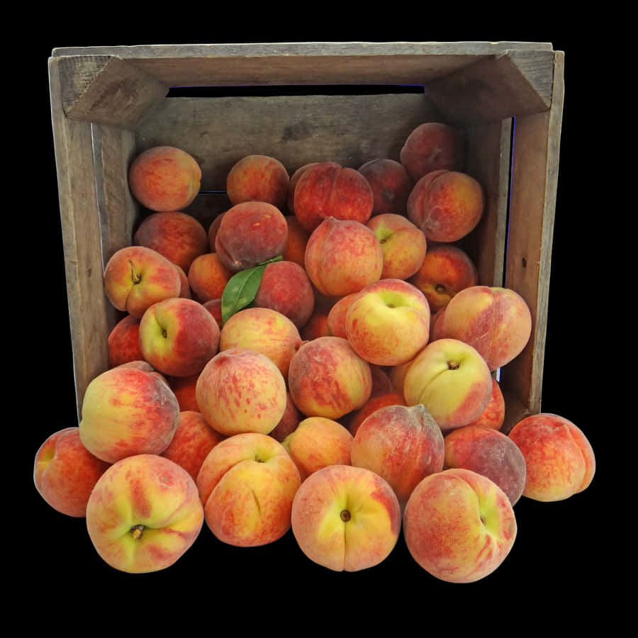 Fresh Peachesin Wooden Crate