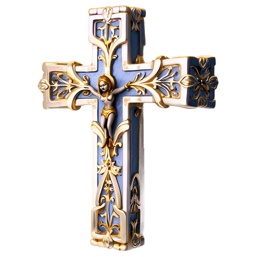 3D Gothic Cross PNG dro33