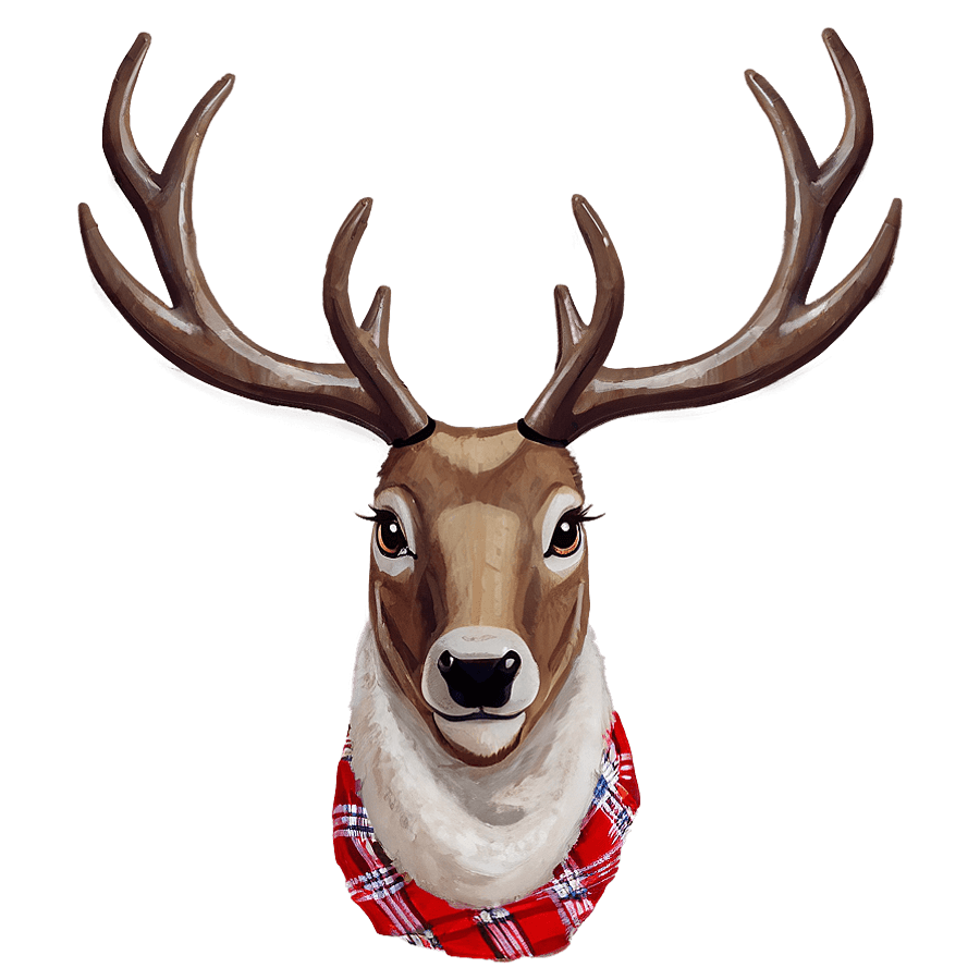 Reindeer Face with Scarf PNG wjp64