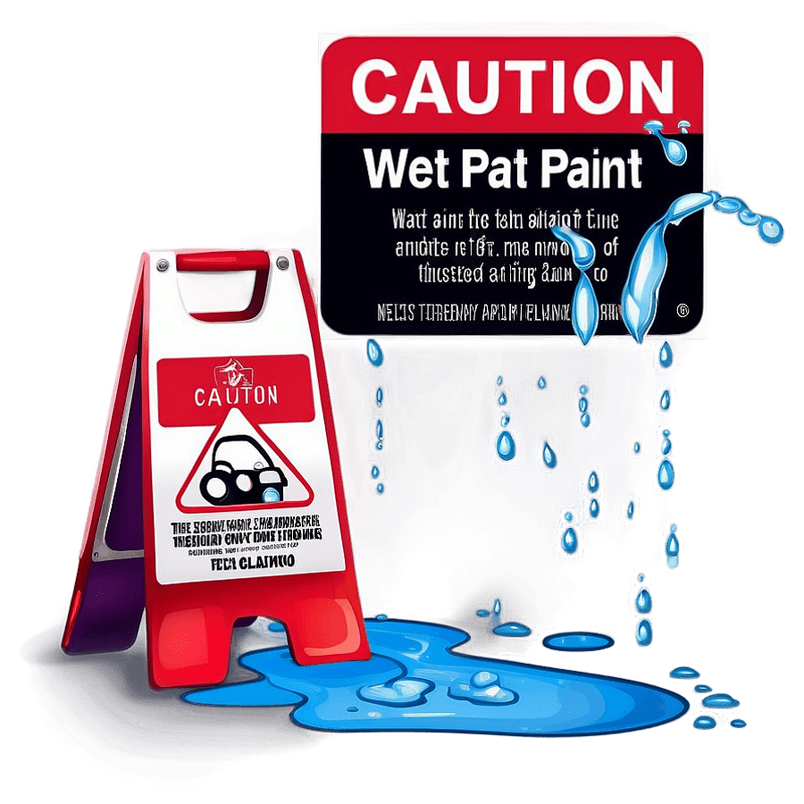 Caution Wet Paint Sign PNG ixs85