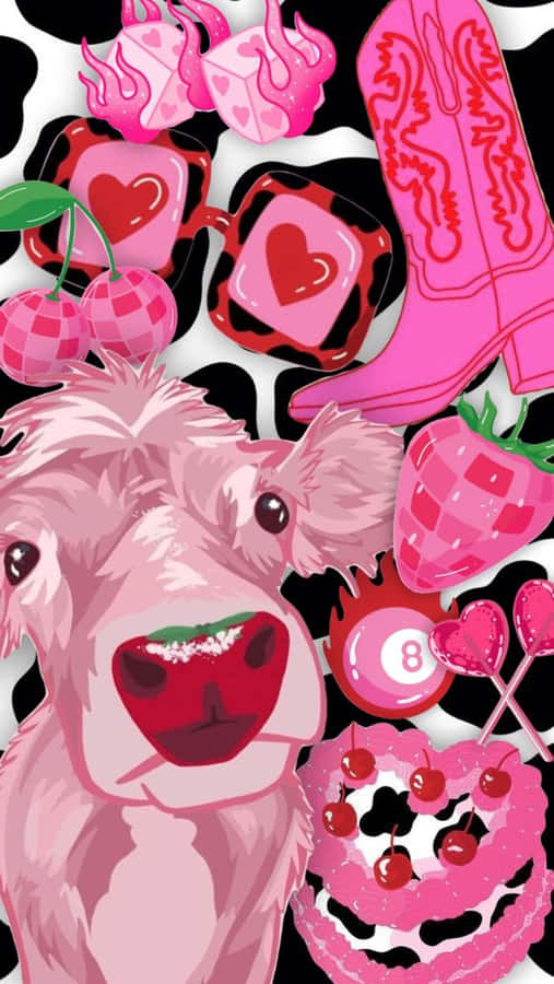 Collage a Tema Mucca Rosa