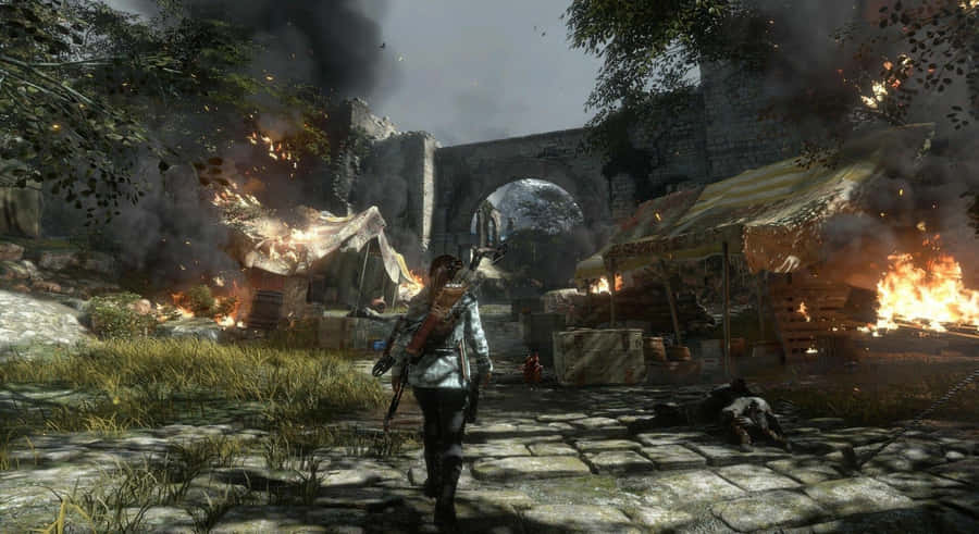 Cena de Ação de Lara Croft