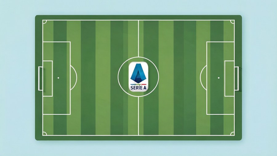Um design limpo e plano de um campo de futebol com o logotipo da Serie A, ideal para wallpapers modernos e simples.