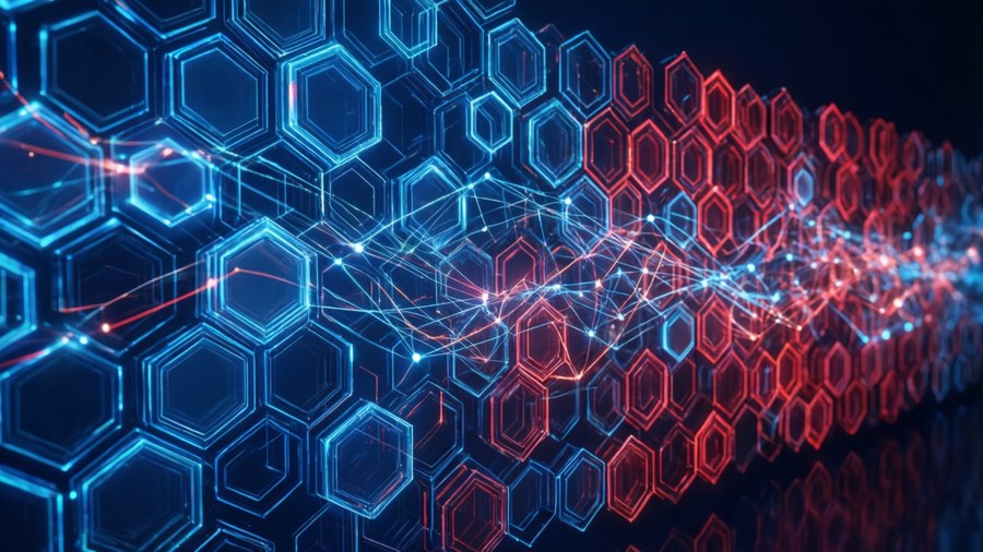 En dynamisk abstrakt visualisering av en digital brandvägg