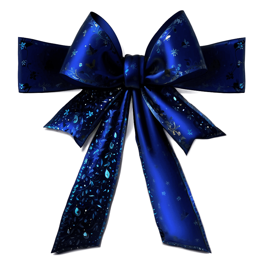 Mystical Midnight Blue Christmas Bow PNG iub25