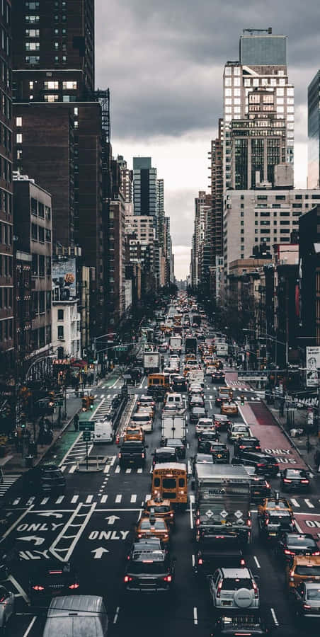Vejenfyldt med køretøjer - Bedste New York baggrund.