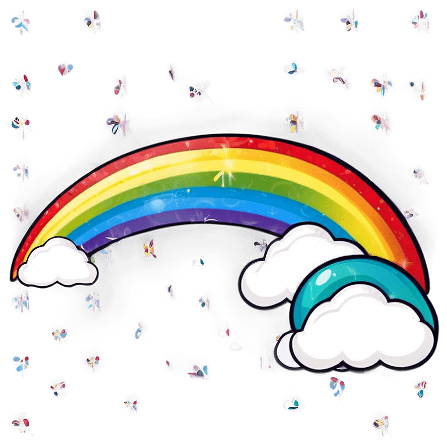 Stylized Rainbow With Clouds PNG ywh