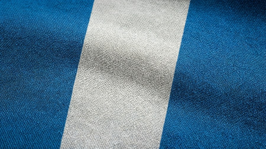 Macro close-up of Guatemala flag fabric texture