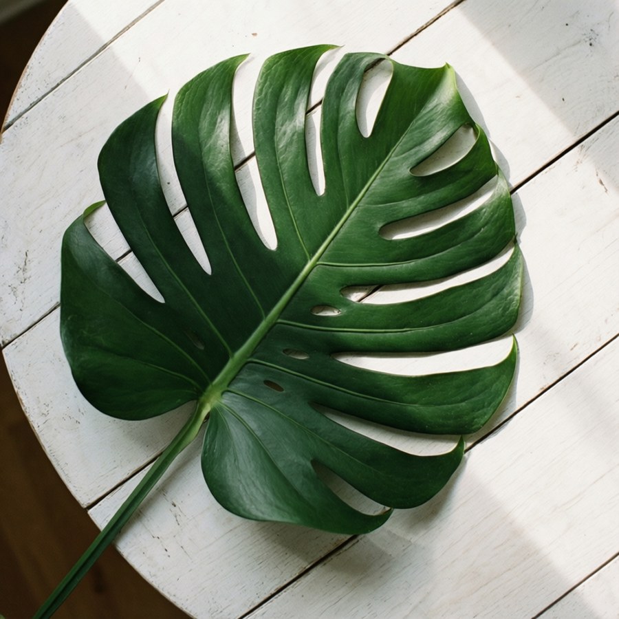 Flat Lay Monstera Leaf Wallpaper