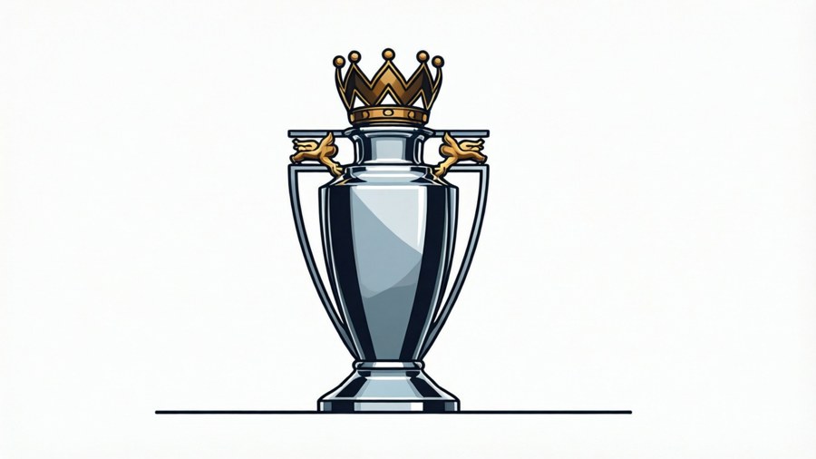 Minimalist flat design of the Premier League Trophy on white