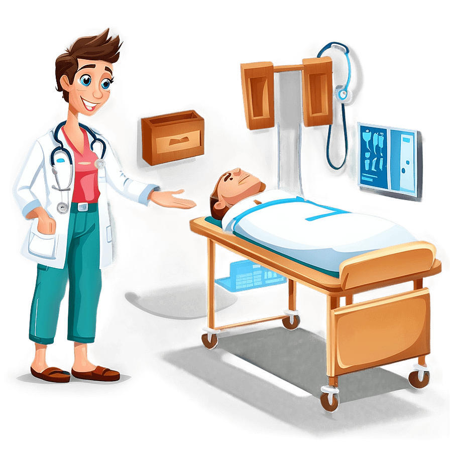 Cartoon Doctor in Hospital PNG 06212024