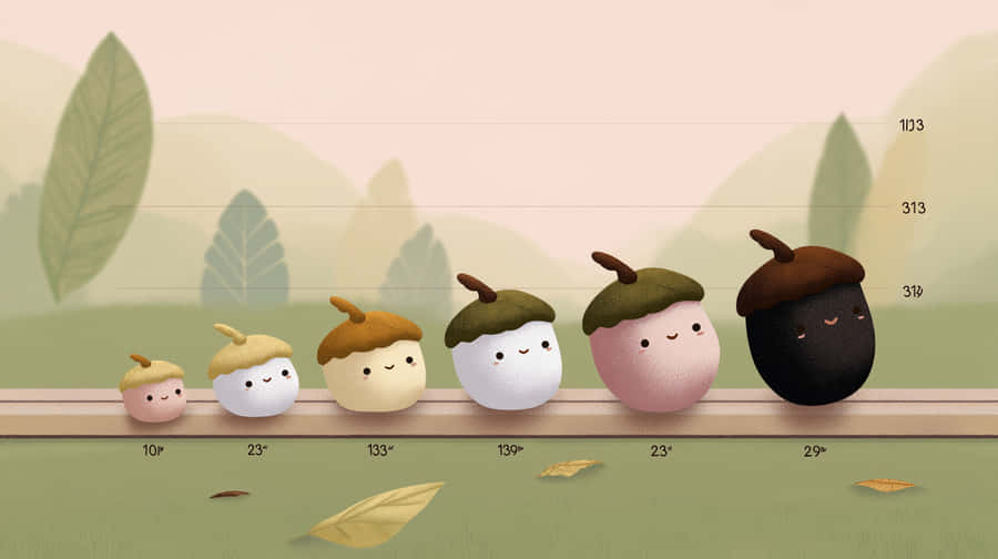 acorn,cute,character,growth,nature,progression,measurement,autumn,playful,chart,education,development,sweet,natural,simple