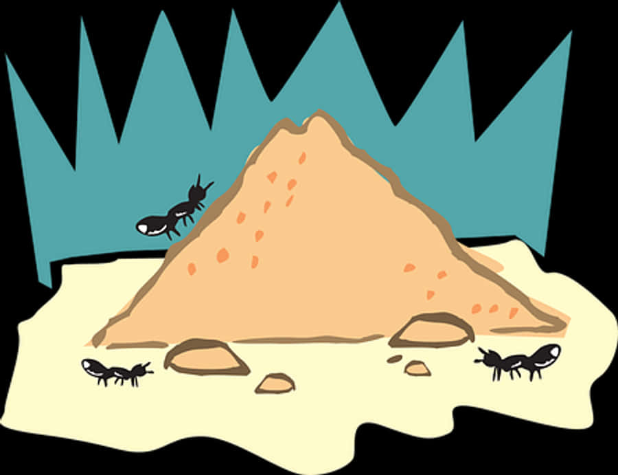 Ant Hill Cartoon Illustration