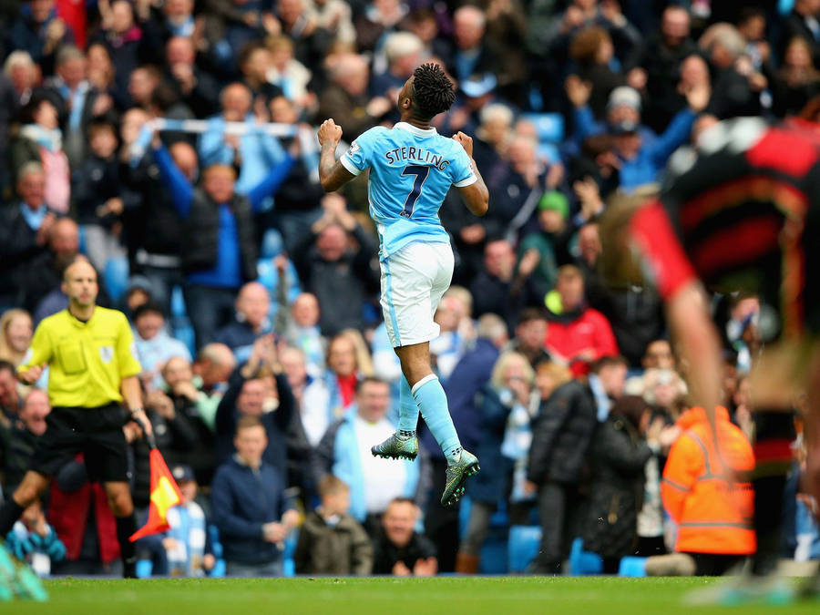 "RaheemSterling Off The Ground" would be translated to "Raheem Sterling uppe i luften" in Swedish. This would be suitable as a computer or mobile wallpaper for fans of the football player Raheem Sterling. However, if the wallpaper is not specifically related to Raheem Sterling, a more general phrase such as "Upp i luften" (Up in the air) could be used instead.