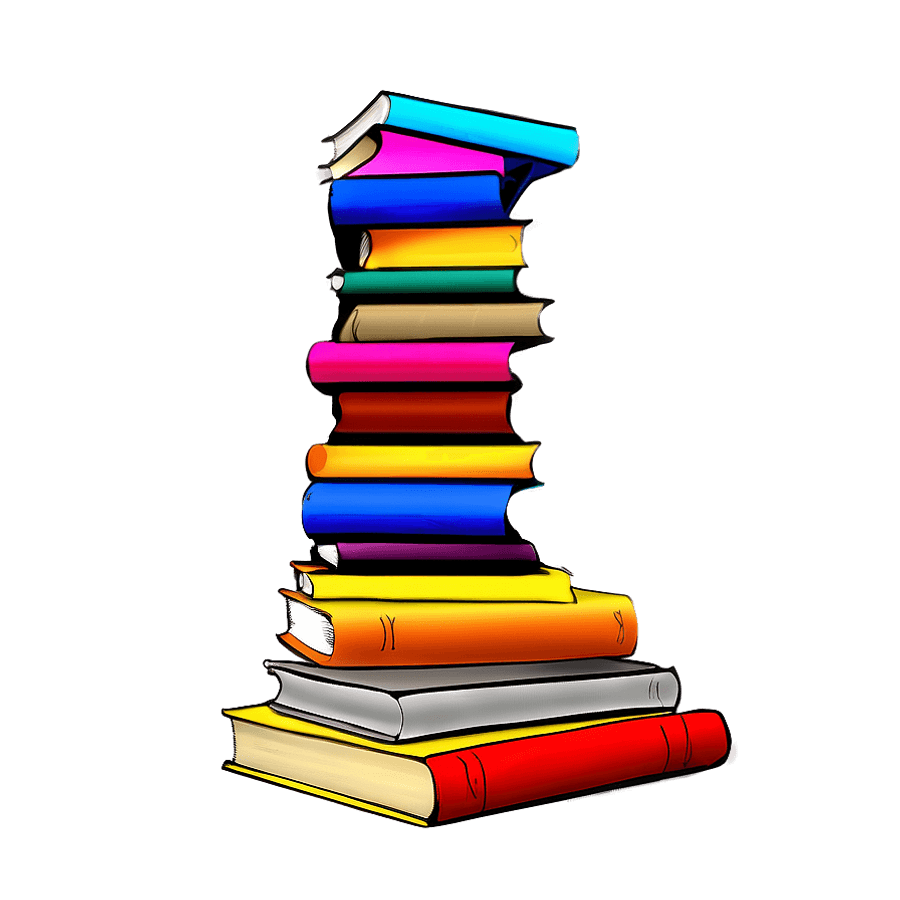 Colorful Book Stack PNG grq72
