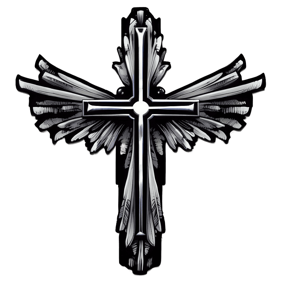 Winged Cross Tattoo Design PNG dmg29