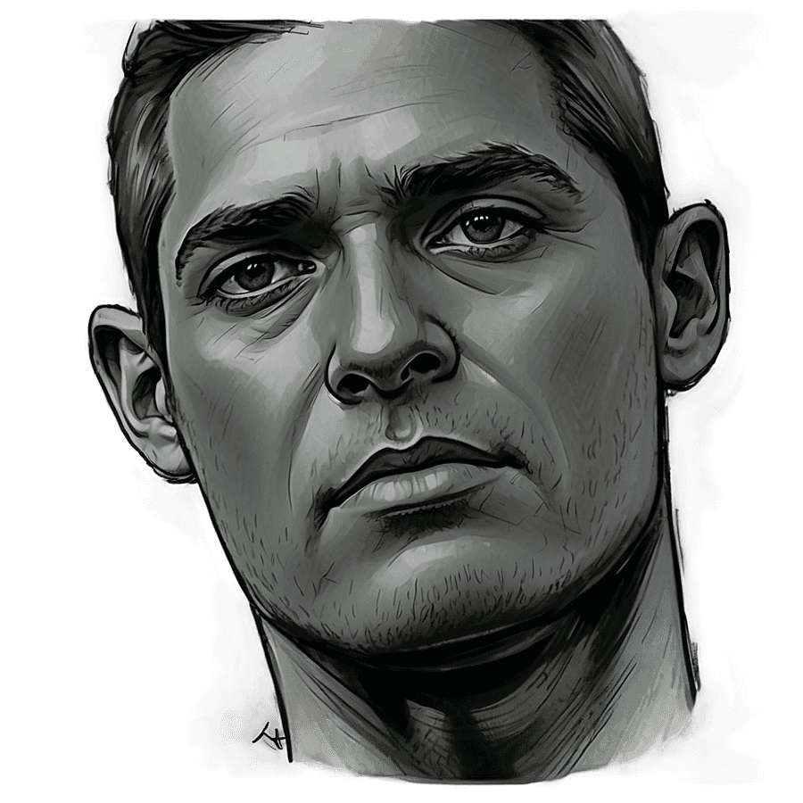 Charcoal Sketch Man Face PNG 05242024