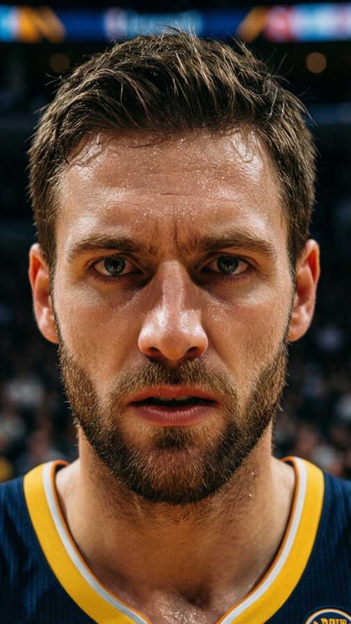 Intense close-up of Christian Braun during a game.