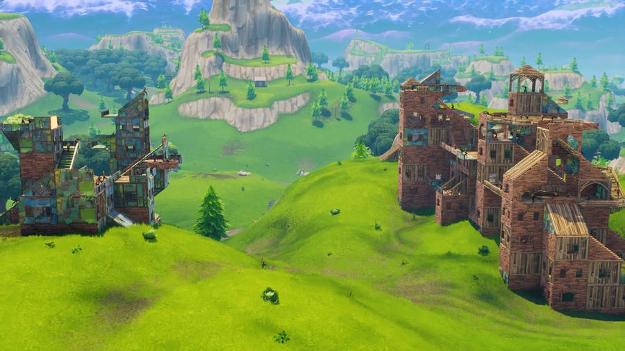 Download Fortnite Battle Royale Forts On Hill Wallpaper | Wallpapers.com