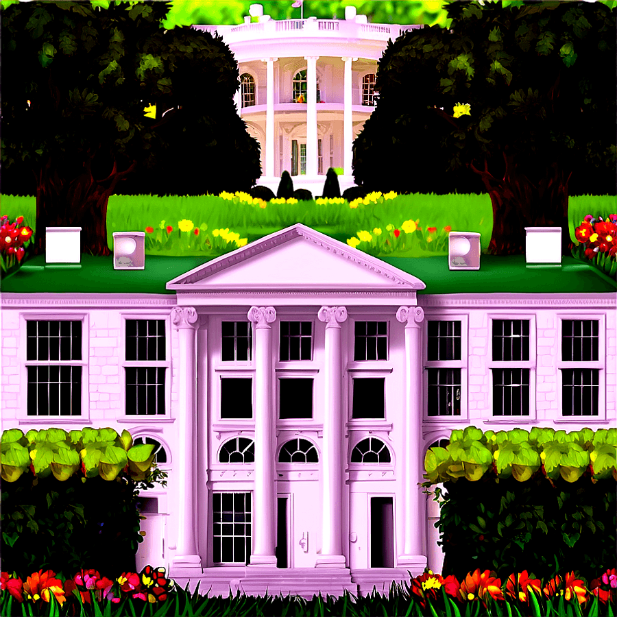 White House with Garden PNG 62