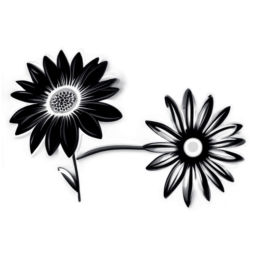 Vintage Black and White Flower PNG ppd95
