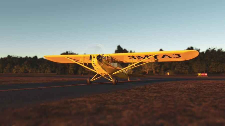 Papelde Parede 4k Microsoft Flight Simulator com Avião Amarelo.