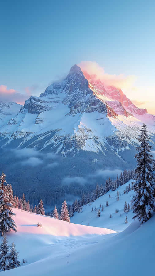 Alba sulla Montagna Innevata