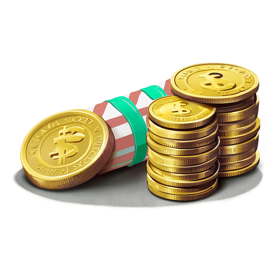 Pile of Money with Gold Coins PNG 05252024