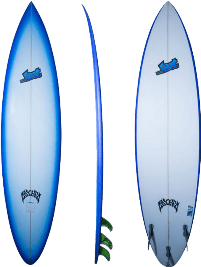 Blue Surfboard Triple View