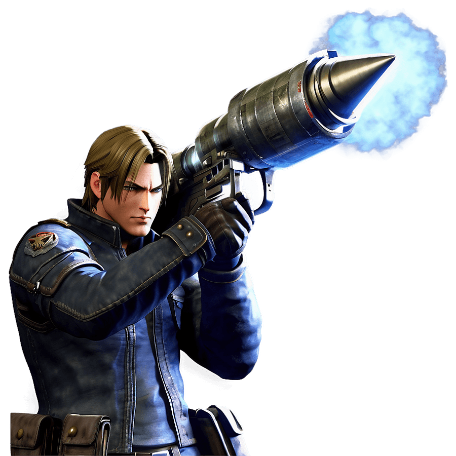 Leon Kennedy with Rocket Launcher PNG 05252024