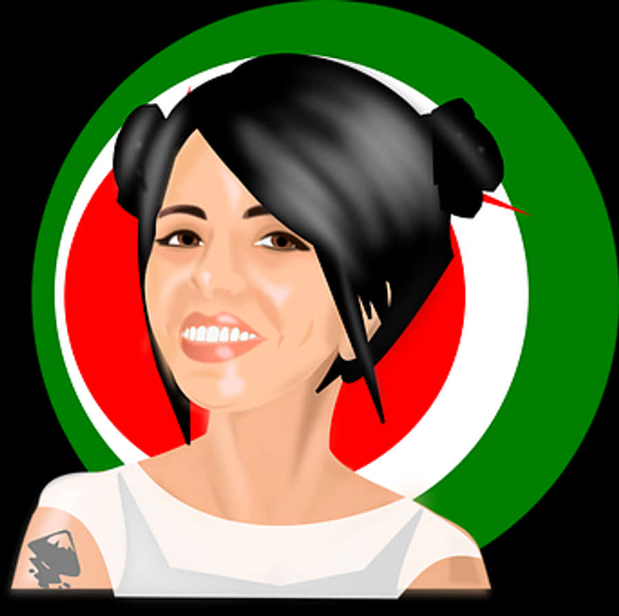 Smiling Woman Italian Flag Background
