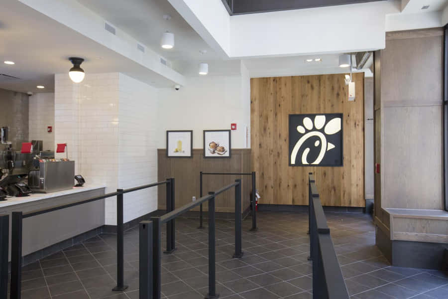 Enrestaurant med et sort-hvidt skilt og en sort væg.