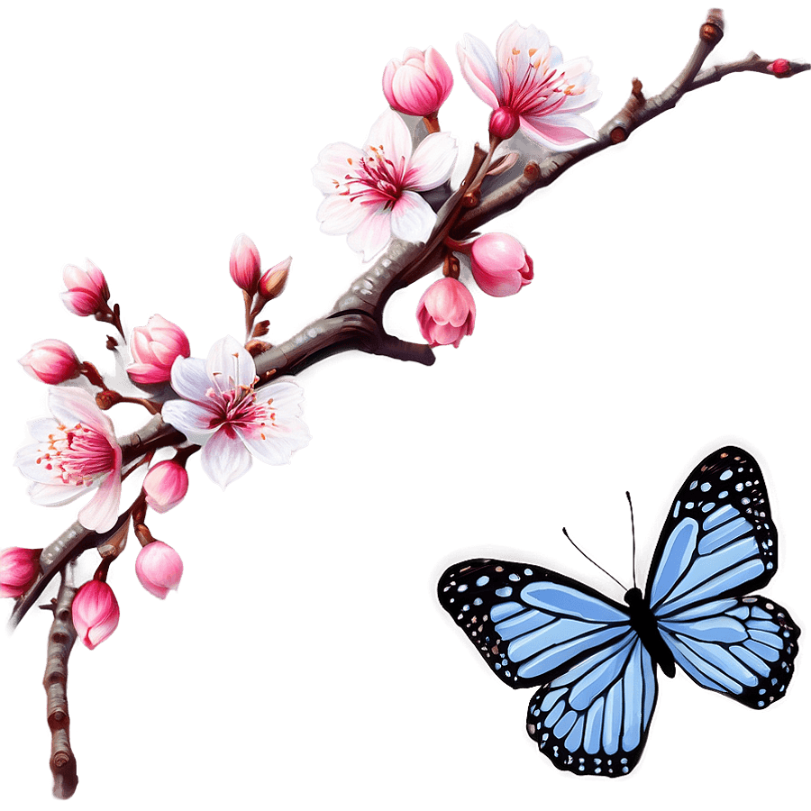 Sakura and Butterfly PNG fyw