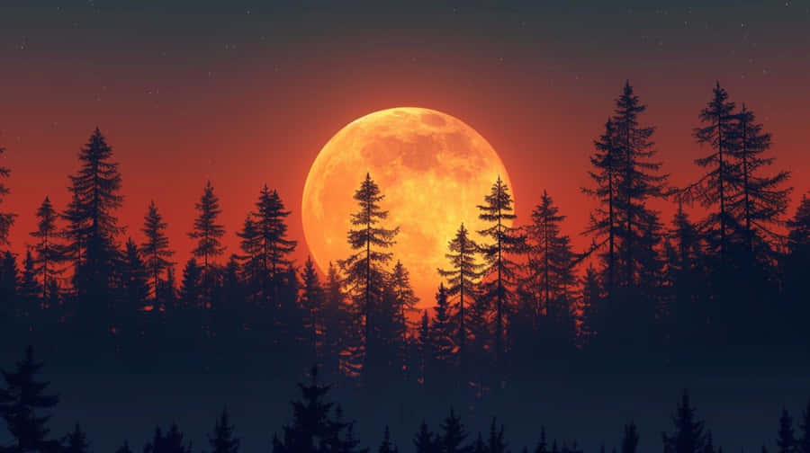 Encantador Pôr do Sol sobre a Floresta