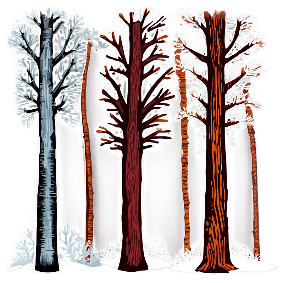 Frost Laden Tree Silhouettes PNG vax