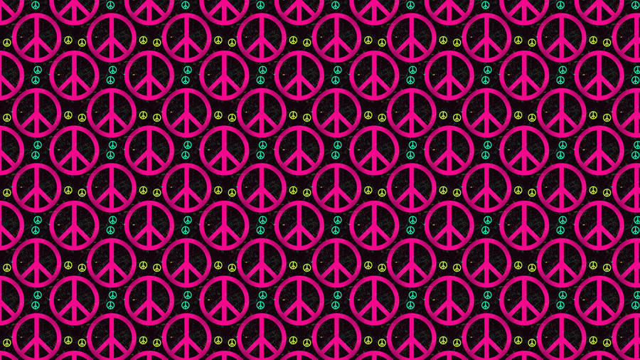 Fuchsia Pink Peace Symbols wallpaper
