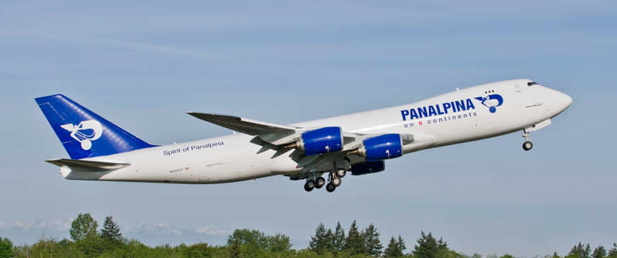 Gegenden blauen Himmel 3440x1440p Hintergrund mit einem Jumbo Jet