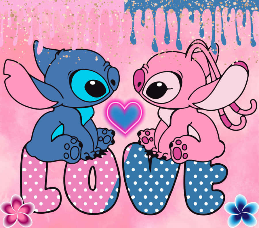 Ilustração de Amor de Stitch e Angel